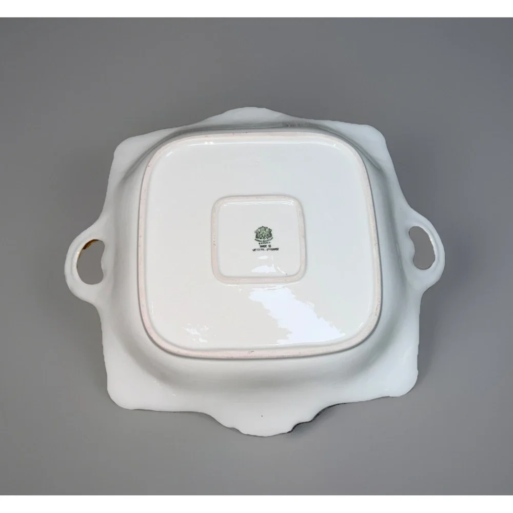 Vtg Bavaria Gerold Porzellan‎ White/Green Serving Dish Gold Gilt W Germany